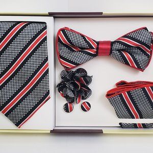 St. Patrick Grey Red Bow & Neck Tie Box 5 Set
